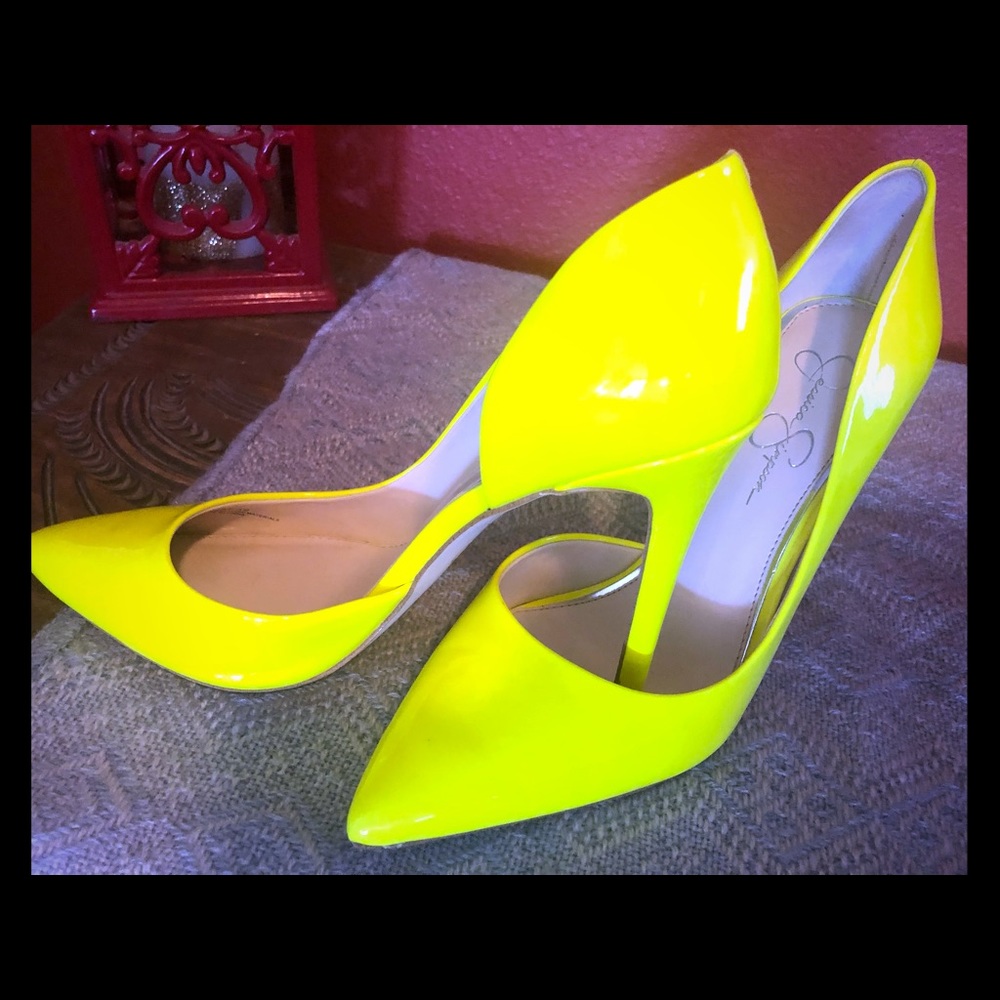 Jessica Simpson highlighter yellow heels